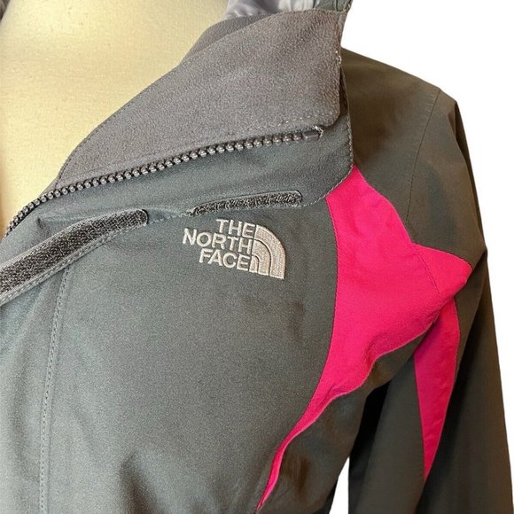 The North Face Jacket Girls L 14 16 Hy Dry Vent Hood Zip Gray Pink Waterproof - Picture 4 of 7